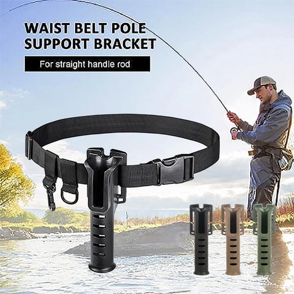 Fishing Waist Belt, Adjustable Wading Belt with Fishing Rod Holder Inserter, Suitable for Spinning Surf Kayak Outdoor Fishing, Fly Fishing Accessories(Khaki)