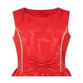 thumbnail image 4 of Robe Fille Rouge Nœud Papillon Jacquard Évasée Princesse 12 Ans, 4 of 6