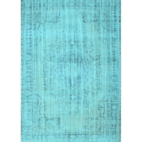 Ahgly Company Indoor Rectangle Abstract Light Blue Contemporary Area Rugs, 3' x 5'