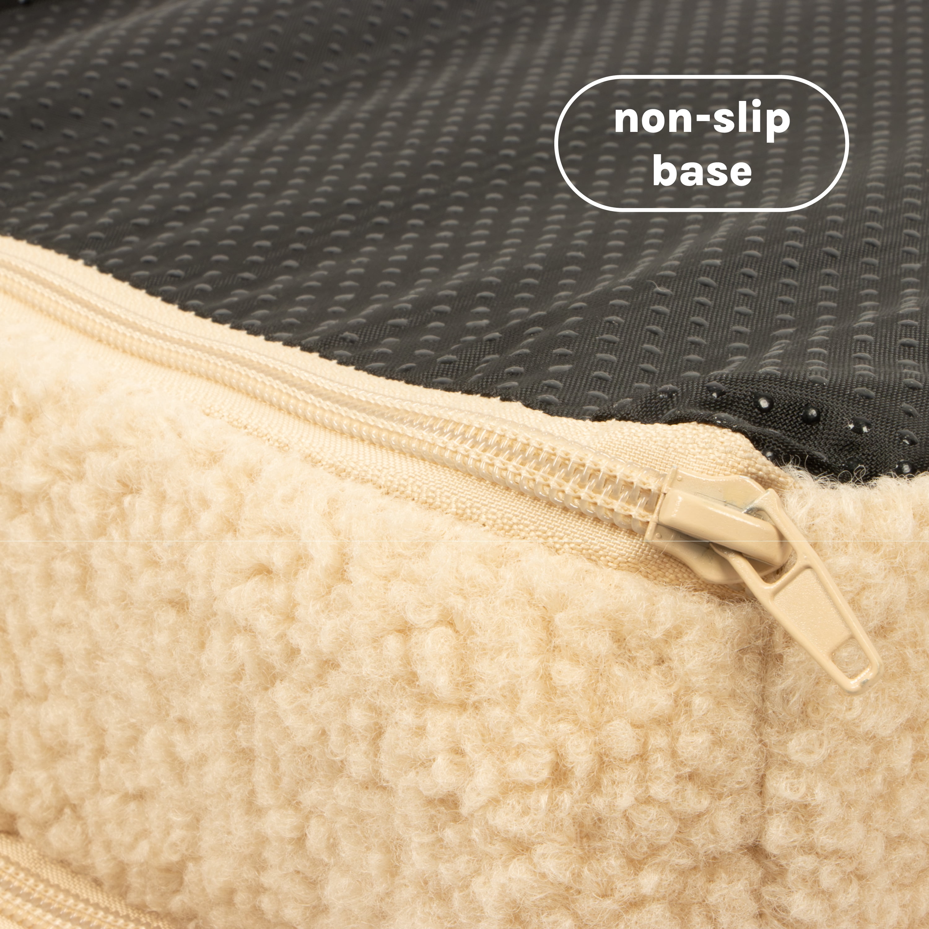 SportPet Designs Quilted Sherpa Sofa-Style Pet Bed Lounger, Tan, Medium, 30 in x 22 in x 7.5 in