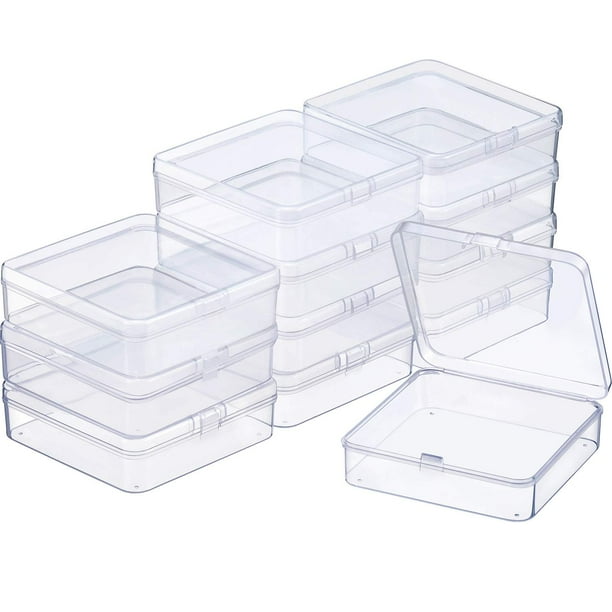 Contenedores de almacenamiento SATINIOR de plástico transparente, paquete de 12 unidades, 9,4 x 9,4 x 3 cm