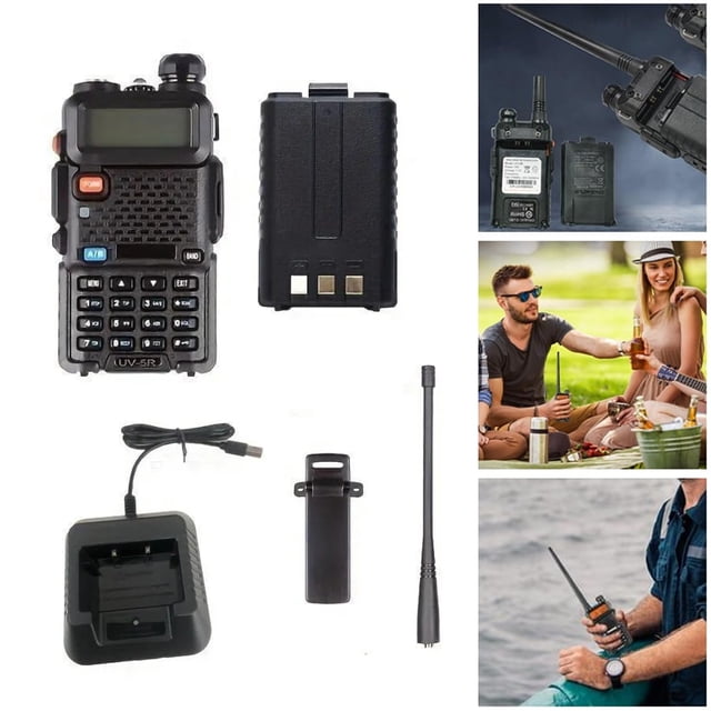 Fiudx Walkie-Talkie de Largo Alcance, Radio Uv5R de 5 W, Radio Bidireccional Portátil de 128 Canales, Equipo de Supervivencia para Caza, Batería de 1800 Mah, Esencial para Aventuras Al Aire Libre, Ki