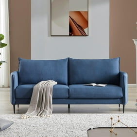 UBesGoo Modern Design Couch Soft Linen Upholstery Loveseat for Compact 66" Blue