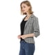 thumbnail image 4 of Blazer De Solapa Con Muescas Y Mangas 3/4 A Rayas Para Mujer Gris oscuro XS, 4 of 6