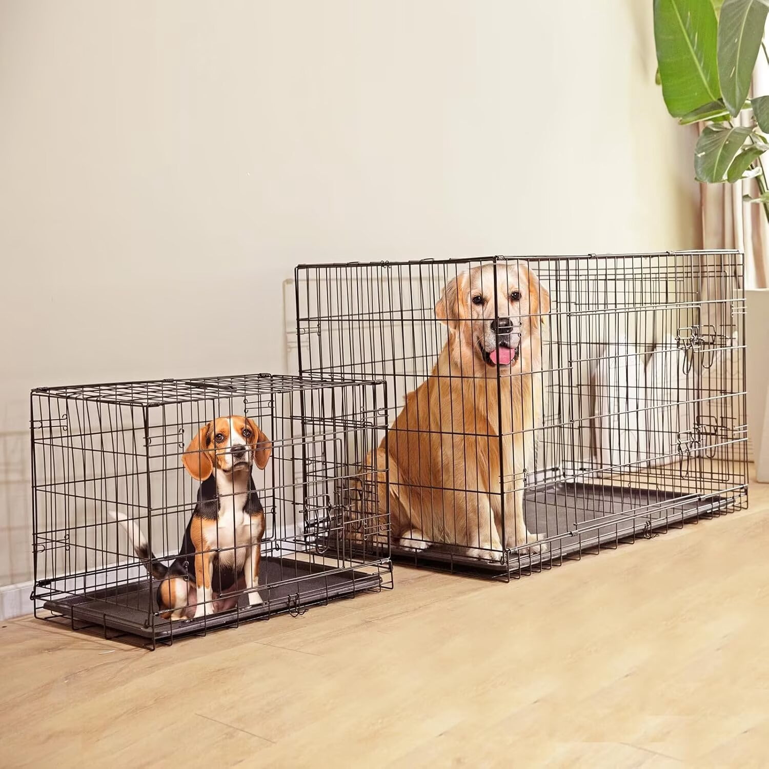 Simple Deluxe 36 inch Foldable Dog Crate, Collapsible Metal Dog Kennel with Handle & Removable Tray, Portable Travel Cage, Black