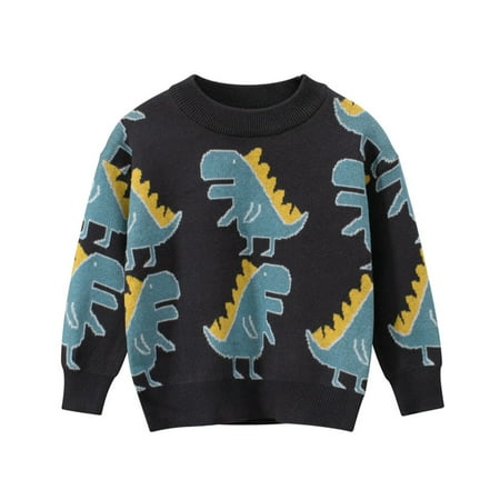 

Youmylove Toddler Kids Baby Girls Boys Cartoon Dinosaur Sweater Knit Crochet Tops Outfits Children Clothing