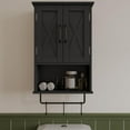 thumbnail image 5 of Farmhouse Medicine Cabinet, Bathroom Wall Cabinet with Adjustable Shelf, Towel Bar, 3 Hooks, Over The Toilet Storage Cabinet for Bathroom, Kitchen, 19.3''L, Black, 5 of 13