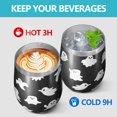 thumbnail image 4 of 12oz Stemless Wine Tumblers Happy Halloween Ghost Pattern Vacuum Insulated Stainless Steel Travel Tumbler Cups Mug with Lid and Straw for Champaign,Cocktail,Beer with Cleaning Brush, 4 of 5