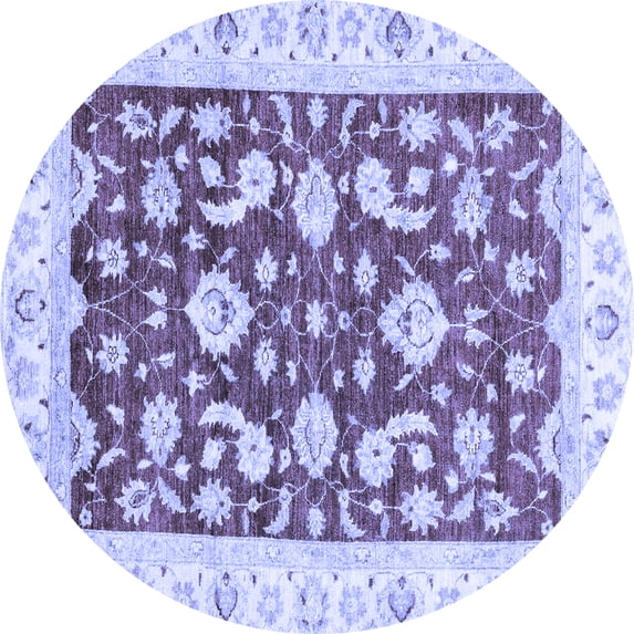 Ahgly Company Machine Washable Indoor Round Oriental Blue Traditional Area Rugs, 3' Round