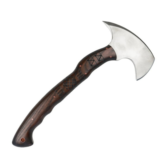 Forged Camping Hatchet 13.77", Camp Axe w/ Engraved Handle, Functional Axe
