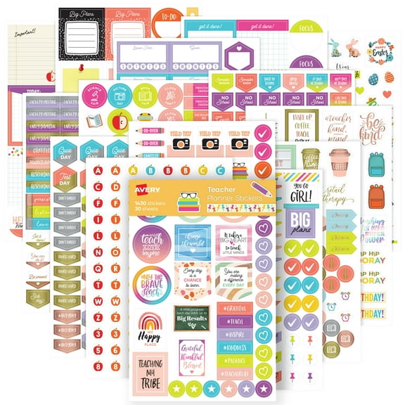 Avery Teacher Planner Stickers Pack, 1,430 Stickers (6781)