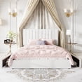thumbnail image 3 of Amolife Full Size Bed Frame, Platform Bed with Adjustable Velvet-Wrapped Headboard and 4 Storage Drawers, No Box Spring Required, White, 3 of 14