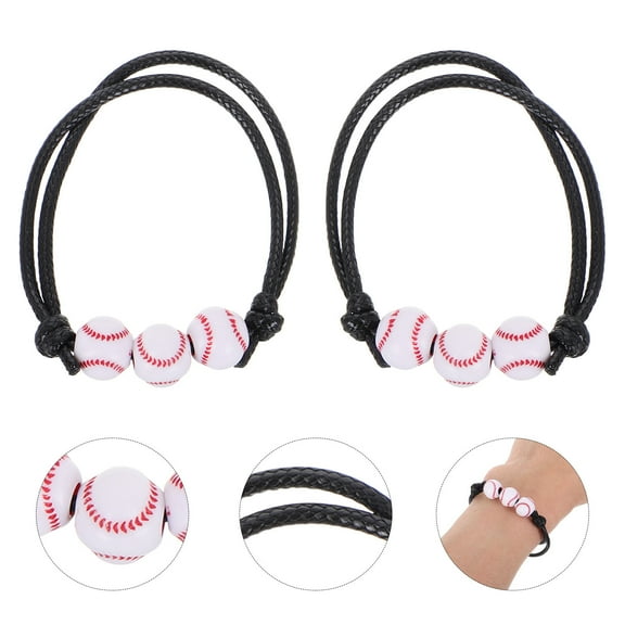 MLINS 12PCS Baseball Charm Bracelets Baseball Party Favors Baseball Beads Adjustable Wristbands Sport Baseball Bracelet for Teen Women Men Birthday Party