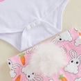thumbnail image 6 of Kaprioy My First Easter Baby Girl Outfit Girls Clothes Infant Baby Girl Easter Outfits Short Sleeve Romper Bunny Onesie + Pompom Shorts Bloomers + Headband 3Pcs, 6 of 7
