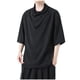 thumbnail image 1 of pstuiky Camisa de manga corta para hombre, Blusa informal de seda helada de color liso para hombre, manga corta, cuello redondo y mangas cinco cuartos ropa de hombre l, 1 of 3