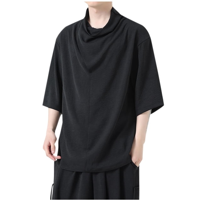 ameIAEA Mens Short/Half Sleeve Solid Color Basic Tee Tops Summer Casual Loose Beach Shirts