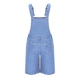 thumbnail image 6 of Fewfanhot Mens Denim Shorts Bib Overall Jean Romper Casual Loose Fit Ripped Knee and Frayed Hem, Chest Pocket with Adjustable Straps Jumpersuit, 6 of 7