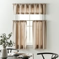 thumbnail image 2 of Better Homes & Gardens Luna Pick Stitch Stripe Kitchen Curtain Tiers and Valance, 3-Piece Set, Brown, 60" W x 36" L, 2 of 5