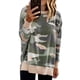 thumbnail image 1 of Sudadera ECOWISH para mujer, cuello redondo, manga larga, estampado de camuflaje, color beige, 1 of 5