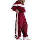 thumbnail image 1 of Conjunto Deportivo de Dos Piezas para Mujer: Sudadera con Cremallera, Pantalones de Chándal Anchos A Rayas en Contraste, Chándal de Viaje. Rojo XL, 1 of 10