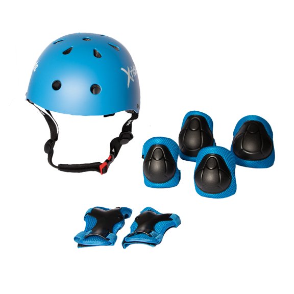 Kit De Protección Infantil Para Niños de 3 a 12 Años Con Casco, Rodilleras, Coderas y Muñequeras Xride Set de Protección