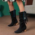 thumbnail image 2 of Women's -High Boots Ladies Fashion Tassel Rhinestone Pointed Toe High Heel Boots for Stylish, 2 of 9