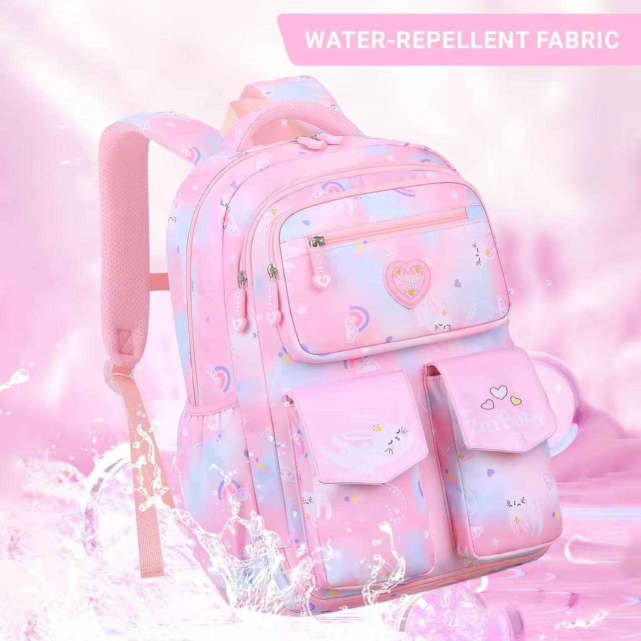 Mochila escolar KIVDIT para niñas, morral infantil resistente, bolso escolar espacioso con múltiples bolsillos para niñas, rosa 5