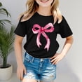 thumbnail image 2 of Gerichy Girls Short Sleeve T Shirts Girls Graphic Print Summer Short T-Shirts for Girls Cute Bow Print Round Neck Short Sleeve T-Shirt Top, 2 of 5