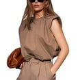 thumbnail image 2 of Gupgi T-shirts Rembourrés pour Femmes, Sans Manches, Couleur Unie, 2 of 3