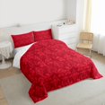 thumbnail image 3 of Feelyou Damask Floral Red Full Size Comforter Sets, Hippie Tribal Abstract Bedding Comforter Set, Western Modern Fashion Reversible Bedding Sets, Breathable Home Decor, 3 Pieces, 3 of 8