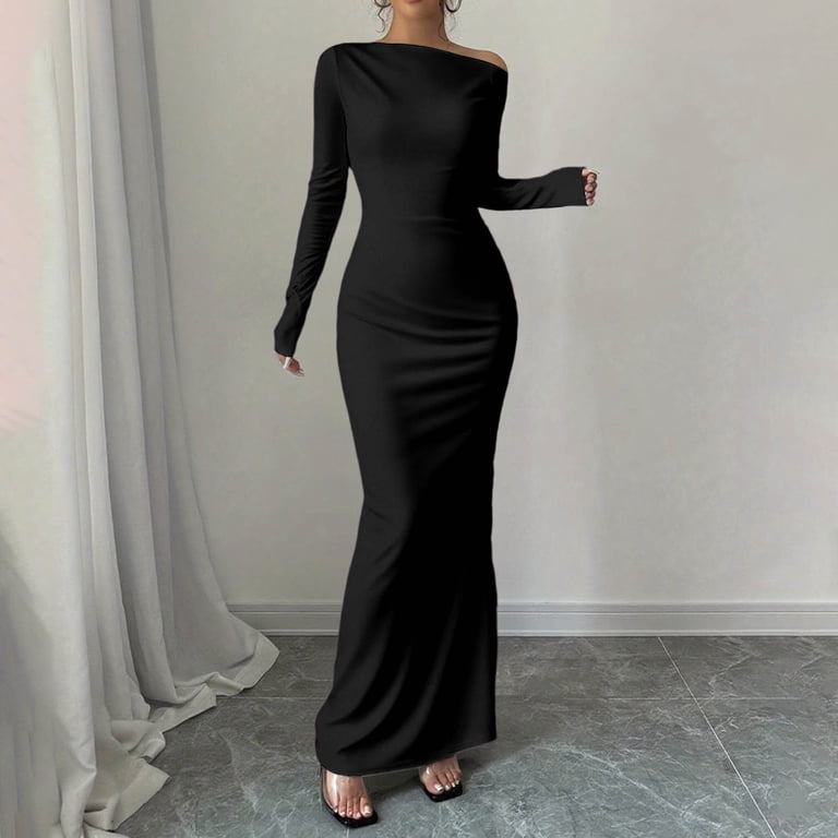 Women's Long Dress Maxi Dress Black Dress Party Dress Cocktail Dress Satin Dress Elegant Fashion Modern Party Special Occasion Evening Party Regular
