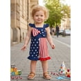 thumbnail image 5 of BemeyourBBs Toddler Baby Girl 4th of July Outfit Patriot Independent Day Clothes Little Girl Summer Overalls Shorts Fourth of July Flying Sleeve Star Stripe Print Front Bow Romper Jumpsuit Overall, 5 of 8