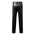thumbnail image 5 of Telankuip Men's Skinny Straight Leg Tapered PU Faux Leather Motorcycle Biker Pants Trendy Plus Size Solid Color Tight Casual Trousers with Pockets for Daily Wear Black XXL, 5 of 5