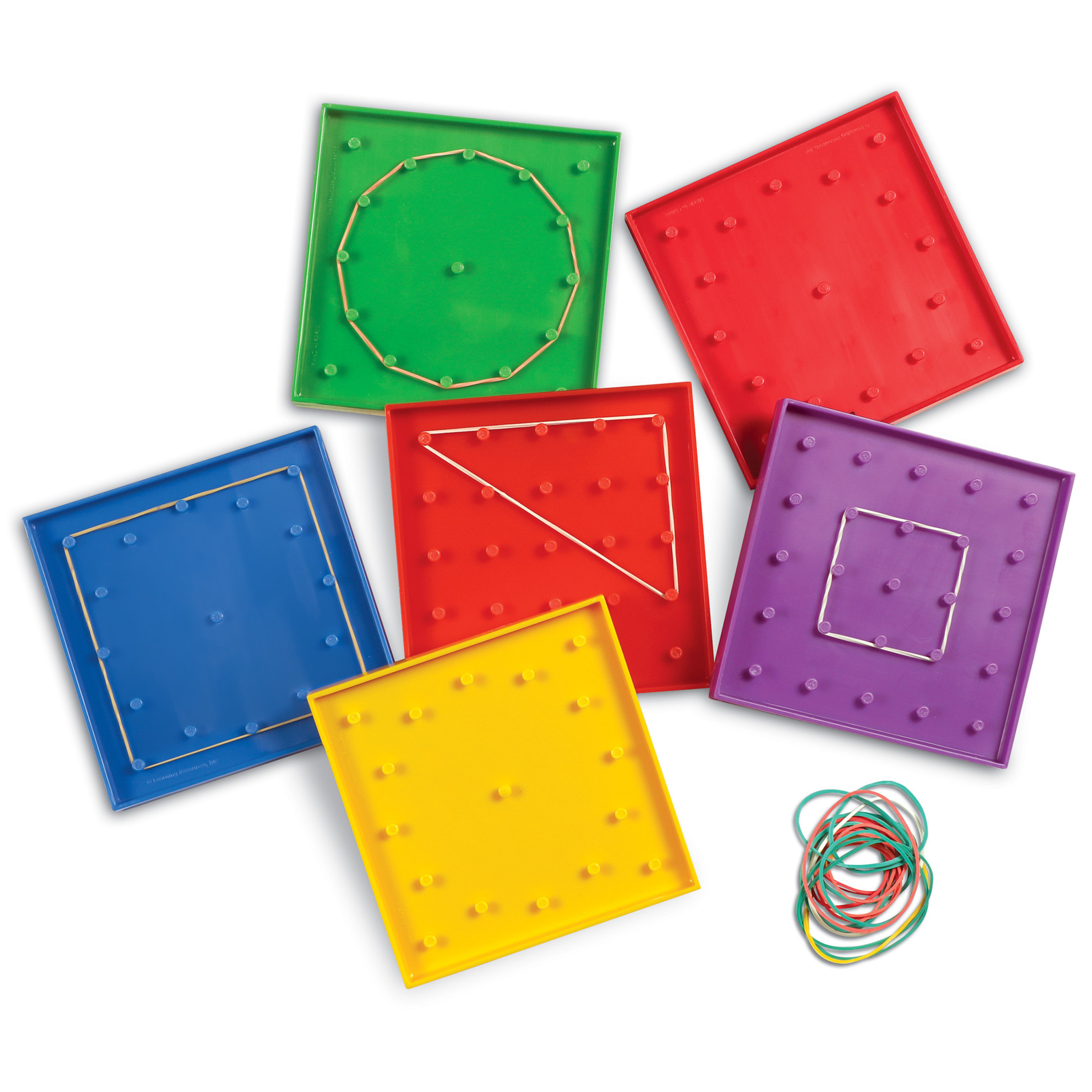 Learning Resources Double-Sided Rainbow Geoboards, 5", Math Manipulatives, Ages 5, 6, 7+