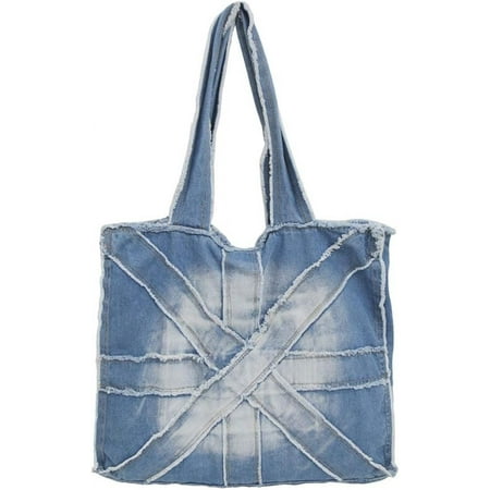 CoCoMangos Women s Lightweighted Denim Tote Bag Purse Cotton Jeans Beach Shoulder Bag Travel Bag