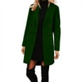 thumbnail image 2 of Women's Trench Woolen Coat Winter Stylish Long Slim Fit Luxury Wool Blend Topcoat Business Down Jacket Green XXL, 2 of 7
