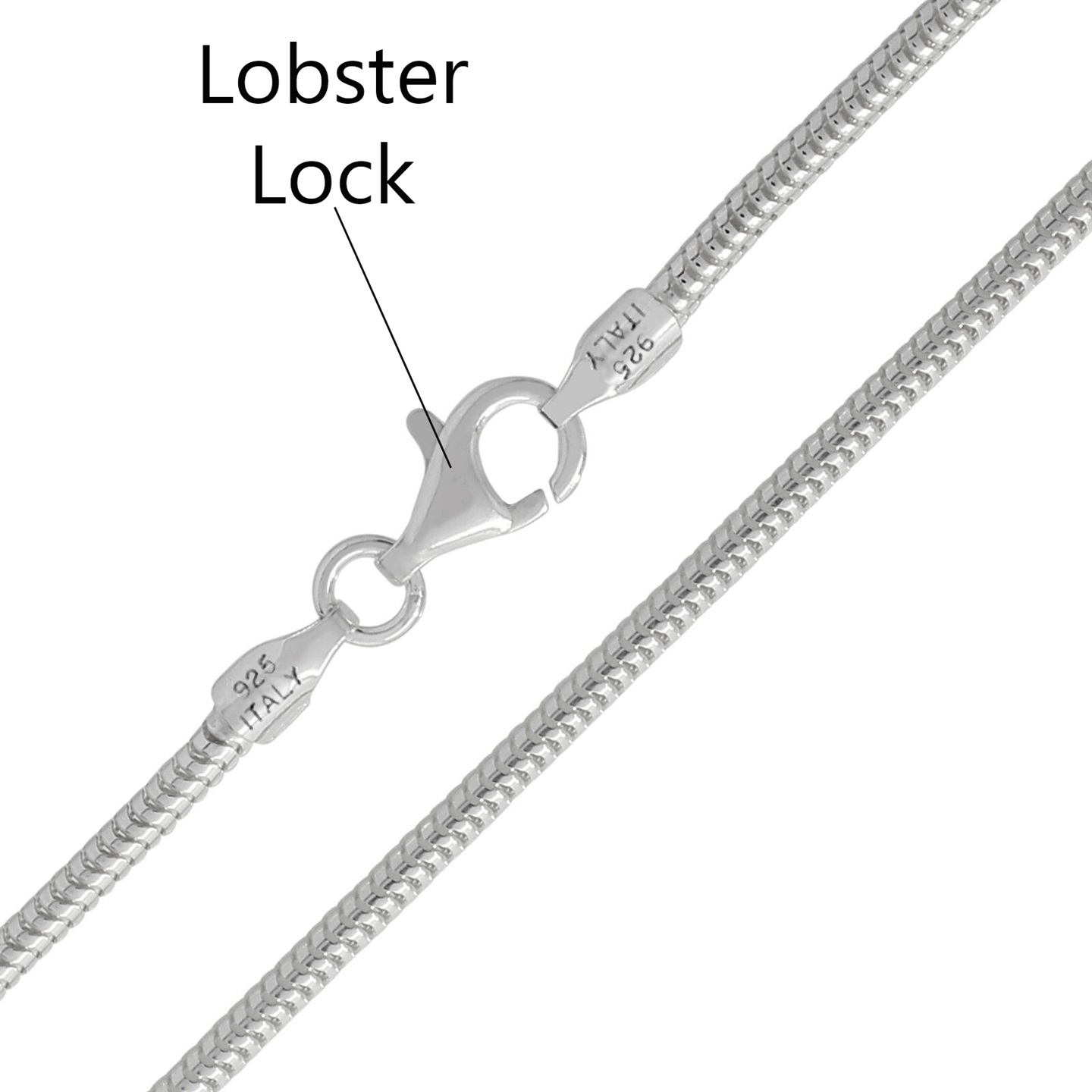 Meilanduo 925 Sterling Silver Solid 3mm Round Box Chain Necklace – 18-28 Inch