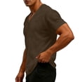 thumbnail image 4 of Short Sleeve Casual Shirts Tops Men's Fitness Home Wear Pajamas Fashion Loose Casual Solid Color T-Shirt Sports Short Sleeved Top Coffee Xxxxl, 4 of 8