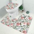 thumbnail image 2 of Pioneer Flower Floral Print Pattern Bathroom Rugs Sets 3 Piece,Toilet Cover Set,Absorbent Non Slip Bathroom Mats Sets with U-Shaped Contour Rug Toilet Rug Set, 2 of 5