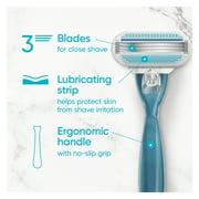 Venus Smooth Razor for Women, 3 Blades, Manual Razor, Handle and 6 Razor Blade Refills, Blue
