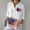 thumbnail image 1 of YLHFASHION Chemise à Imprimé Drapeau Américain Rétro pour Femmes pour la Fête de l'Indépendance, Imprimé Artistique, Chemise Décontractée à Col en V, Rabais de 50 % Liquidation Chemises pour Femmes, 1 of 5