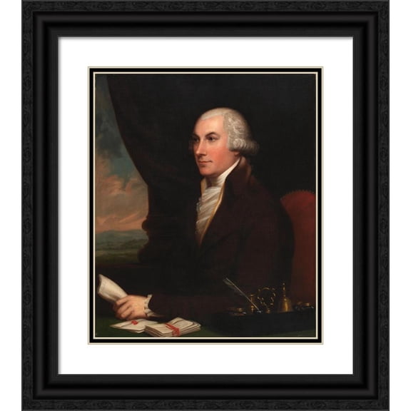 Charles Bird King 12x14 Black Ornate Wood Framed Double Matted Museum Art Print Titled: Joshua Johnson