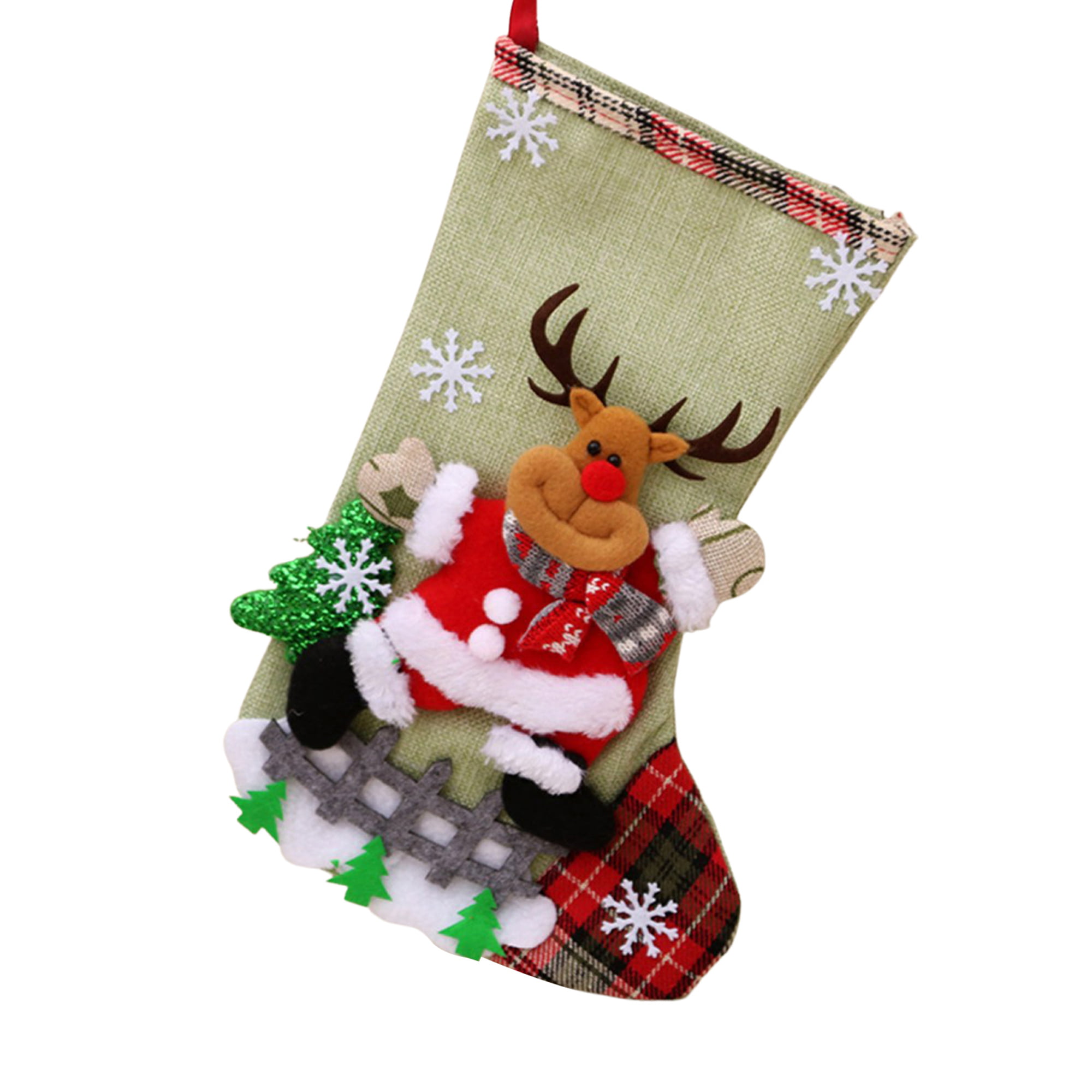 2/5PCS Christmas Gift Candy Bag White Red Santa Claus Elk for Xmas Decor Gift 