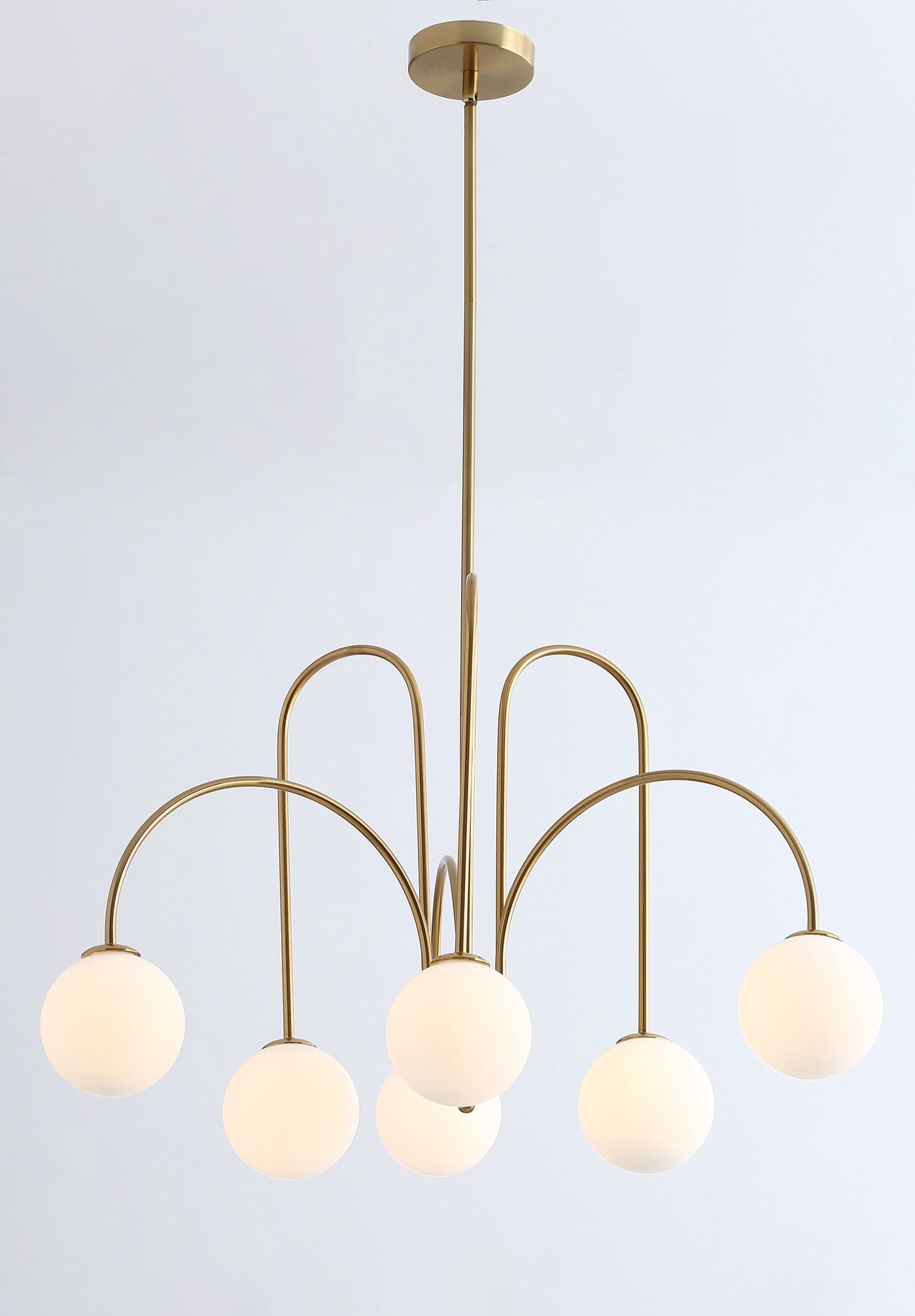 Aiwen 6 Lights Opal Glass Globe Shade Chandelier Pendant Light Stylish Exquisite Lamp Fixture