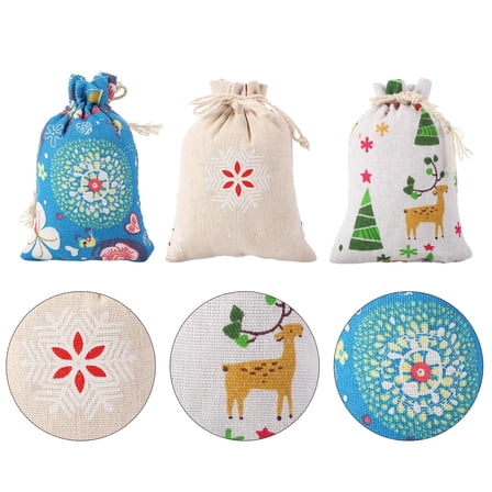 PBPBOX 12pcs Holiday Goodie Bags Cloth Assorted Color for Christmas Party