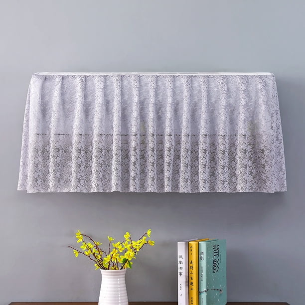 Nvzi 1 pieza, adecuada para cubierta antipolvo de aire acondicionado de hasta 92 cm, cubierta decorativa para el hogar con estampado de encaje de hojas y ramas grises, cubierta antipolvo colgante