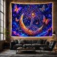 thumbnail image 6 of Crescent Moon With Butterflies and Galaxy Flowers, Dreamy Fantasy Style for Celestial Art Lovers, Galaxy Wall Art, Housewarming Gift, Tapestry Wall Hanging for Bedroom and Dorm, 6 of 7