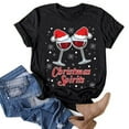 thumbnail image 3 of Gibobby Tops navideños para mujer Navidad Copa de de nieve Impresión O Cuello Manga corta Camiseta suelta Blusa Tops(Negro,G), 3 of 4
