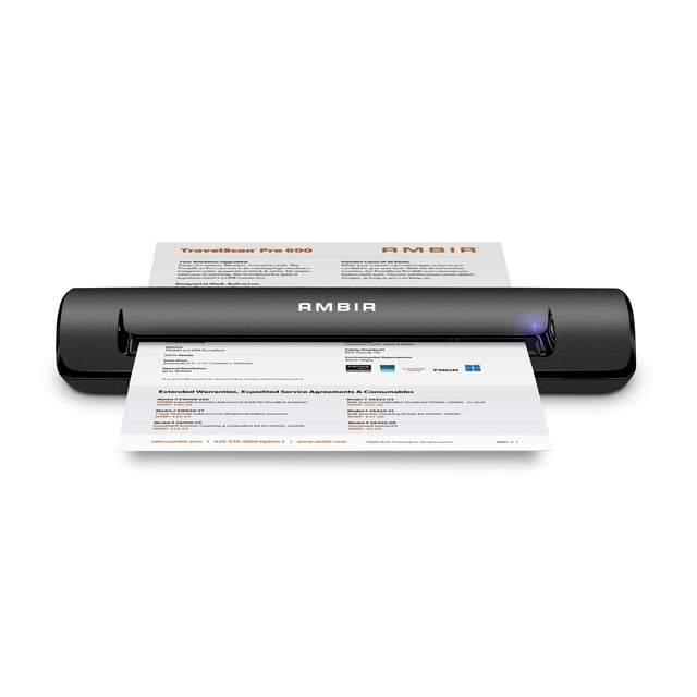 Escáner de documentos AMBIR TravelScan Pro 600 alimentado por USB