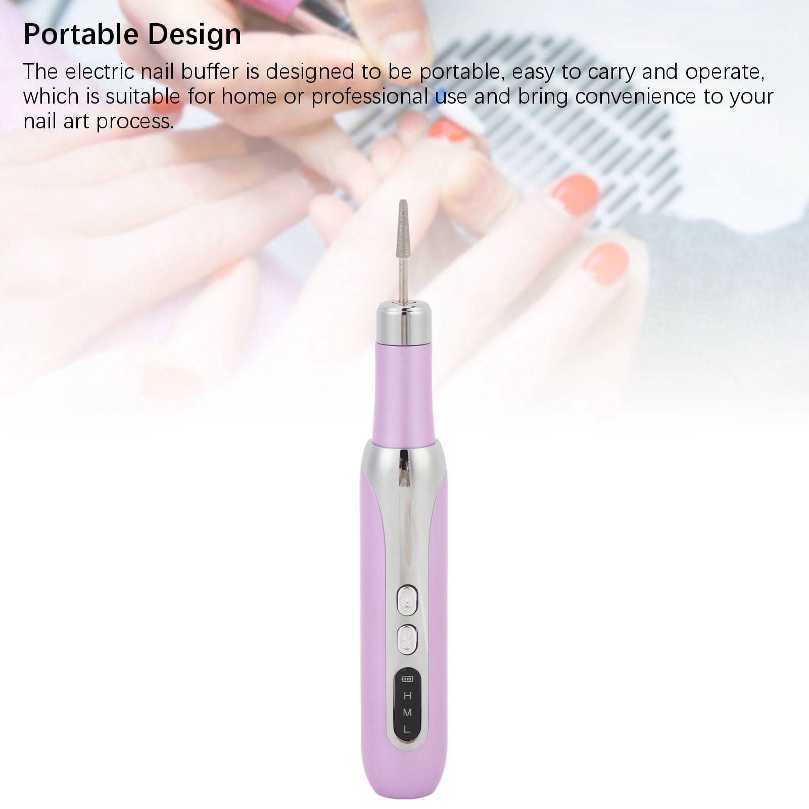 Xirurus Portable Electric Nail Drill Machine Kit 0-15000rpm Rechargeable Nail File Set Grinder for Home Salon Acrylic Gel Nails Manicure Pedicure Tools (6.7 inches / 17 cm), Purple